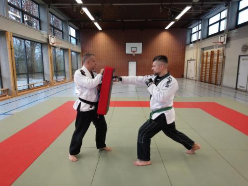 Jiu-Jitsu Schlagtechnik an Pratze